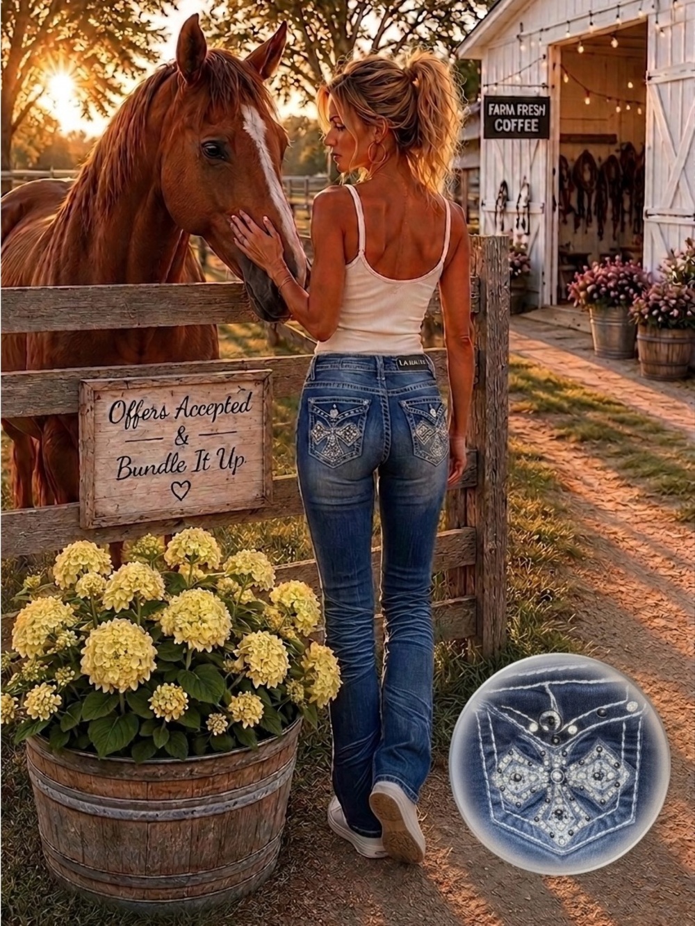 L.A. idol Women's Blue Embellished Boot Cut Jeans